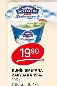 Zakysaná smetana Mlékárna Kunín 15%