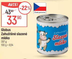 Mléko zahuštěné slazené Globus