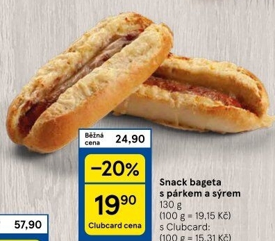 Bageta s párkem a sýrem
