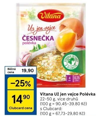 Instantní polévky Už jen vejce Vitana