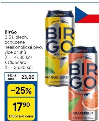Nealkoholické pivo ochucené Birgo