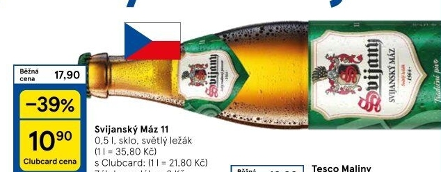 Pivo světlý ležák 11° Svijanský Máz Svijany