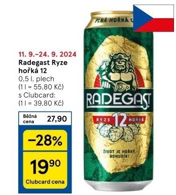 Pivo světlý ležák 12° Ryze hořká Radegast