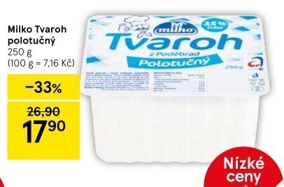 Tvaroh polotučný z Poděbrad Milko