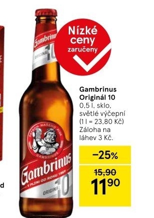Pivo světlé výčepní Originál 10° Gambrinus