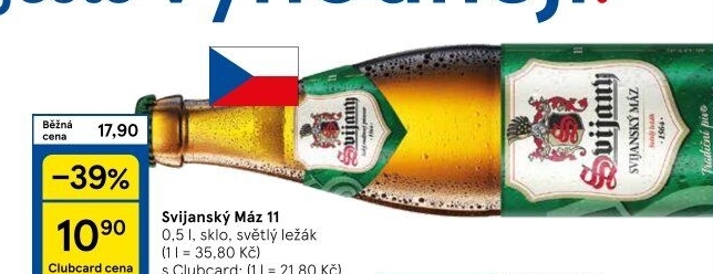 Pivo světlý ležák 11° Svijanský Máz Svijany