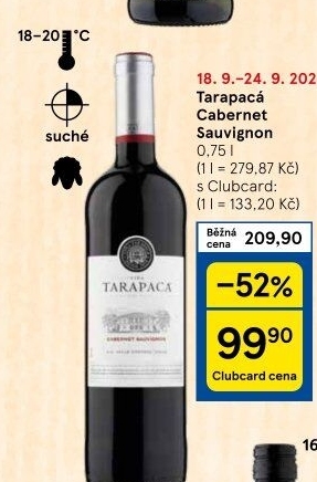 Víno Cabernet Sauvignon Viňa Tarapaca