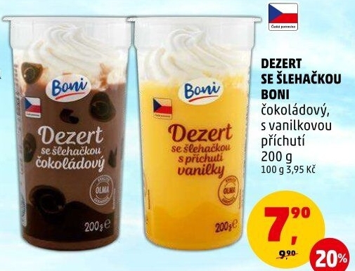 Dezert pudink se šlehačkou Boni
