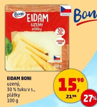 Sýr Eidam uzený 30% Boni