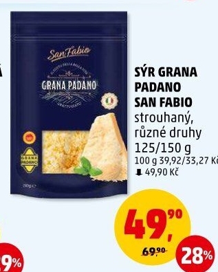 Sýr strouhaný Grana Padano San Fabio