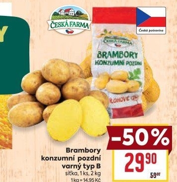 Brambory konzumní pozdní Česká farma