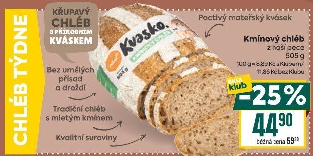 Chléb kmínový Kvasko Minit