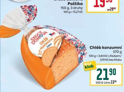 Chléb konzumní Srdce Domova