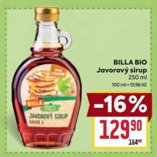 Javorový sirup Naše Bio Billa
