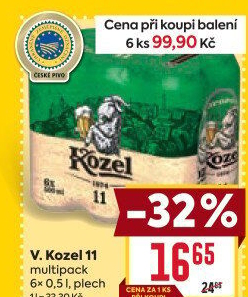 Pivo světlý ležák 11° Medium Velkopopovický Kozel