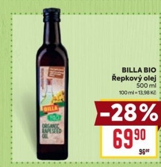 Řepkový olej Bio Billa