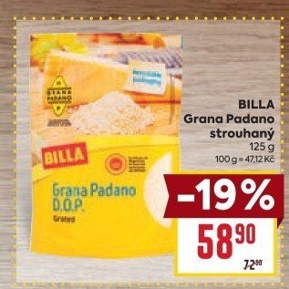 Sýr Grana Padano strouhaný Billa