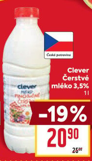 Mléko čerstvé Clever - 3,5% plnotučné
