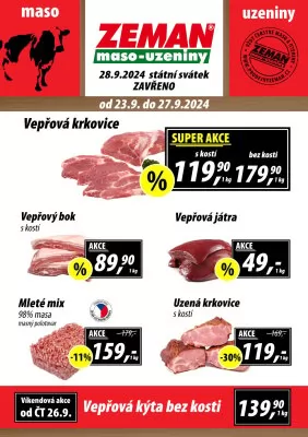 akční leták ZEMAN maso - uzeniny 23.9.2024-27.9.2024