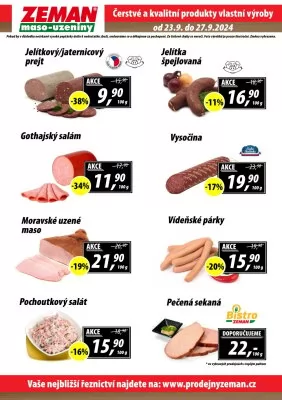 akční leták ZEMAN maso - uzeniny 23.9.2024-27.9.2024