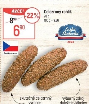 Celozrnný rohlík