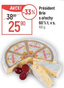 Sýr Brie s ořechy Président