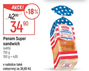 Toustový chléb supersendvič Penam