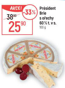 Sýr Brie s ořechy Président