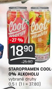 Nealkoholické pivo ochucené Staropramen Cool+