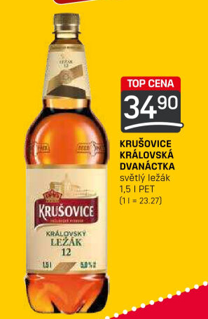 Pivo světlý ležák Královský 12° Krušovice