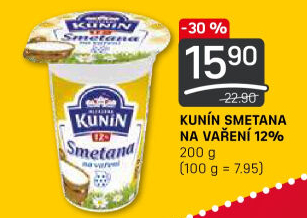 Smetana na vaření Mlékárna Kunín 12%