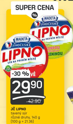 Tavený sýr Jihočeské Lipno Madeta