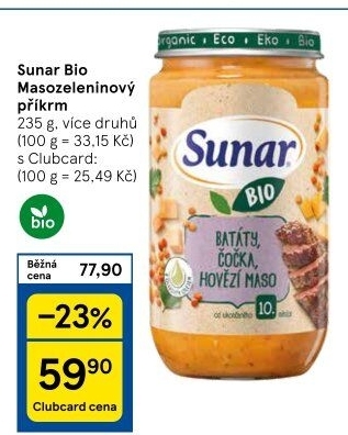 Masozeleninový příkrm bio Sunar