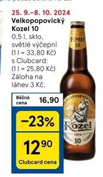 Pivo světlé výčepní 10°Velkopopovický Kozel