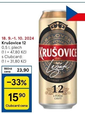Pivo světlý ležák Královský 12° Krušovice