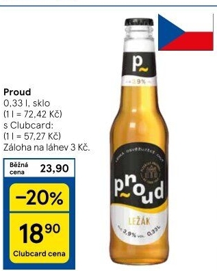 Pivo světlý ležák Proud