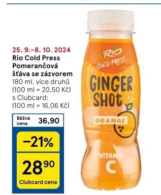 Šťáva Ginger Shot Rio Cold Press