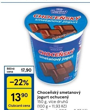 Jogurt smetanový ochucený Choceňský