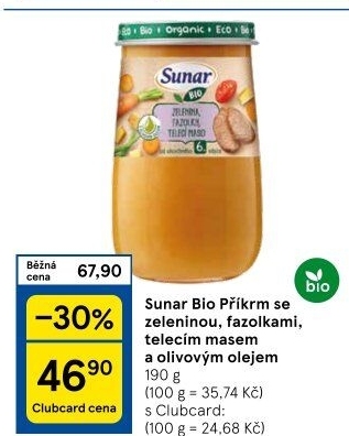 Masozeleninový příkrm bio Sunar