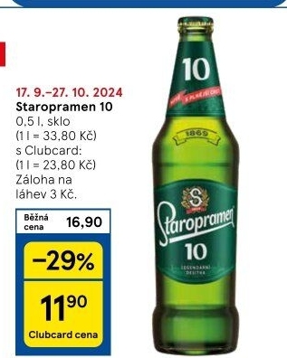 Pivo světlé výčepní 10° Staropramen