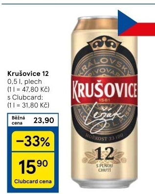 Pivo světlý ležák Královský 12° Krušovice