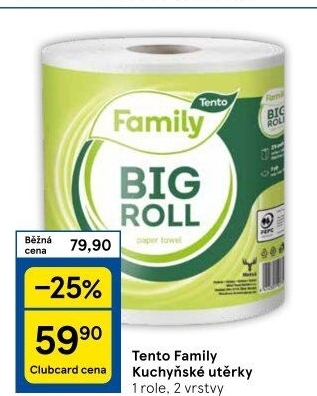 Utěrky kuchyňské 2vrstvé Family Big roll Tento