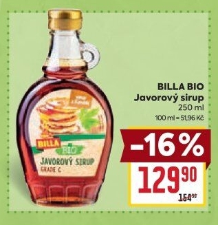 Javorový sirup Naše Bio Billa