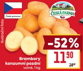 Brambory konzumní pozdní Česká farma