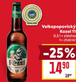 Pivo světlý ležák 11° Medium Velkopopovický Kozel