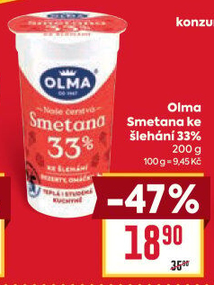 Smetana ke šlehání Olma 33%