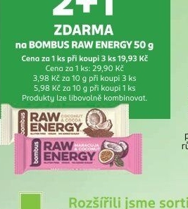 Tyčinka Bombus Raw bez lepku Energy