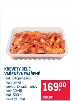 Krevety vařené