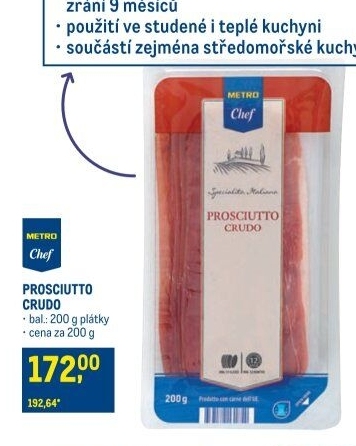 Šunka Prosciutto Crudo Metro Chef