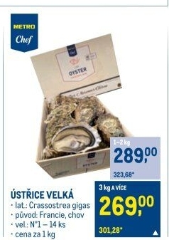 Ústřice velká Fine de Claire Metro Chef